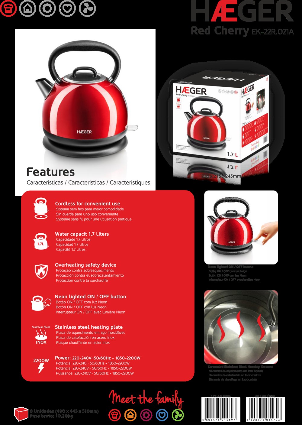 Red Cherry electric kettle - HAEGER Home Appliances