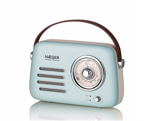 Rádio FM Vintage HAEGER Heritage Bluetooth – 12h Autonomia, AM/FM, USB, AUX, Bluetooh RB-BLU.002A