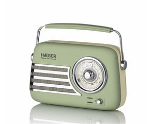 Rádio FM Vintage HAEGER Retro Bluetooth – 12H Autonomia, AM/FM, USB, AUX, RB-GRE.001A