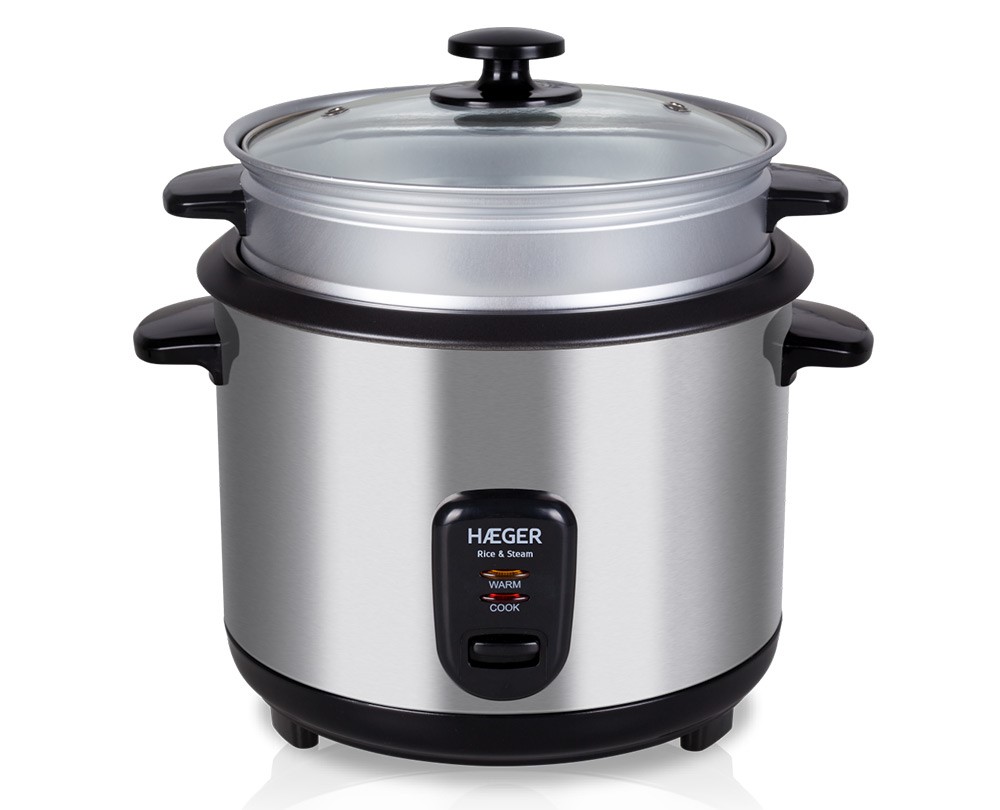 Arrozeira /coze a vapor HAEGER RICE & STEAM em Inox de 1.8L - 700W RC-18L.001A